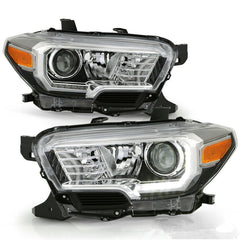 Headlights For 2016-2019 Toyota Tacoma Halogen Type Black Trim Left&Right Side