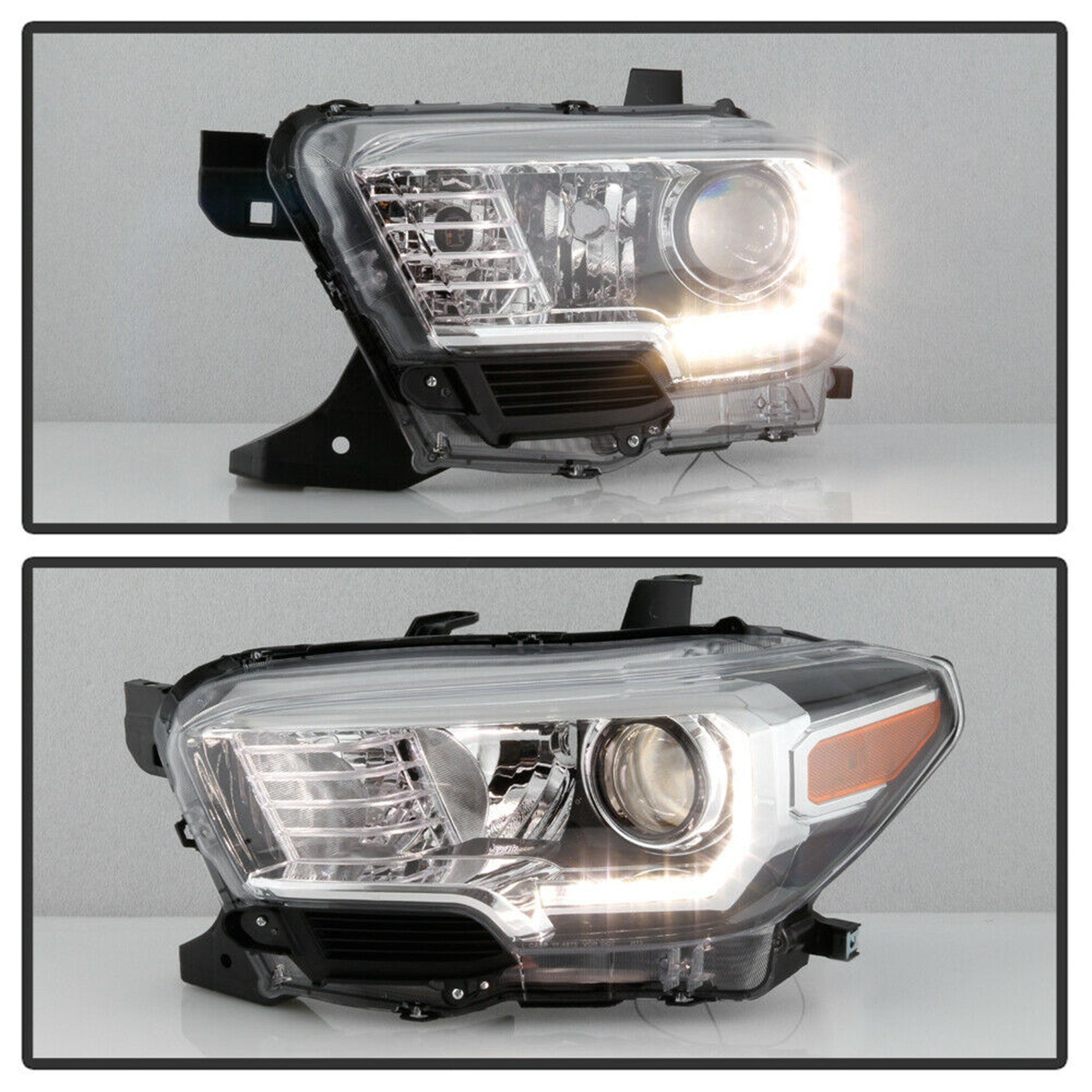 Headlights For 2016-2019 Toyota Tacoma Halogen Type Black Trim Left&Right Side