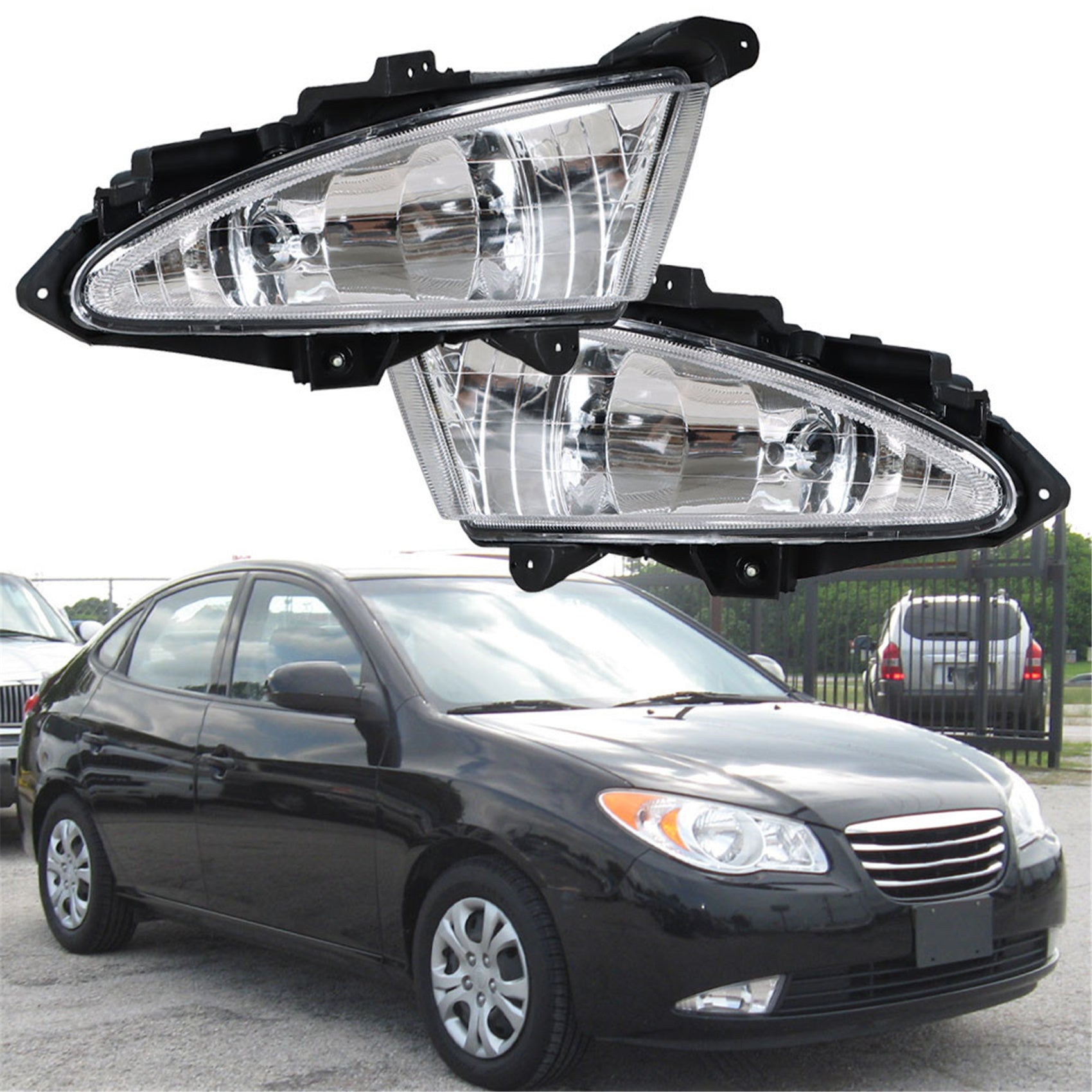 Front Bumper Fog Light Lamp w/881 Bulbs Left&Right For 2007-2010 Hyundai Elantra