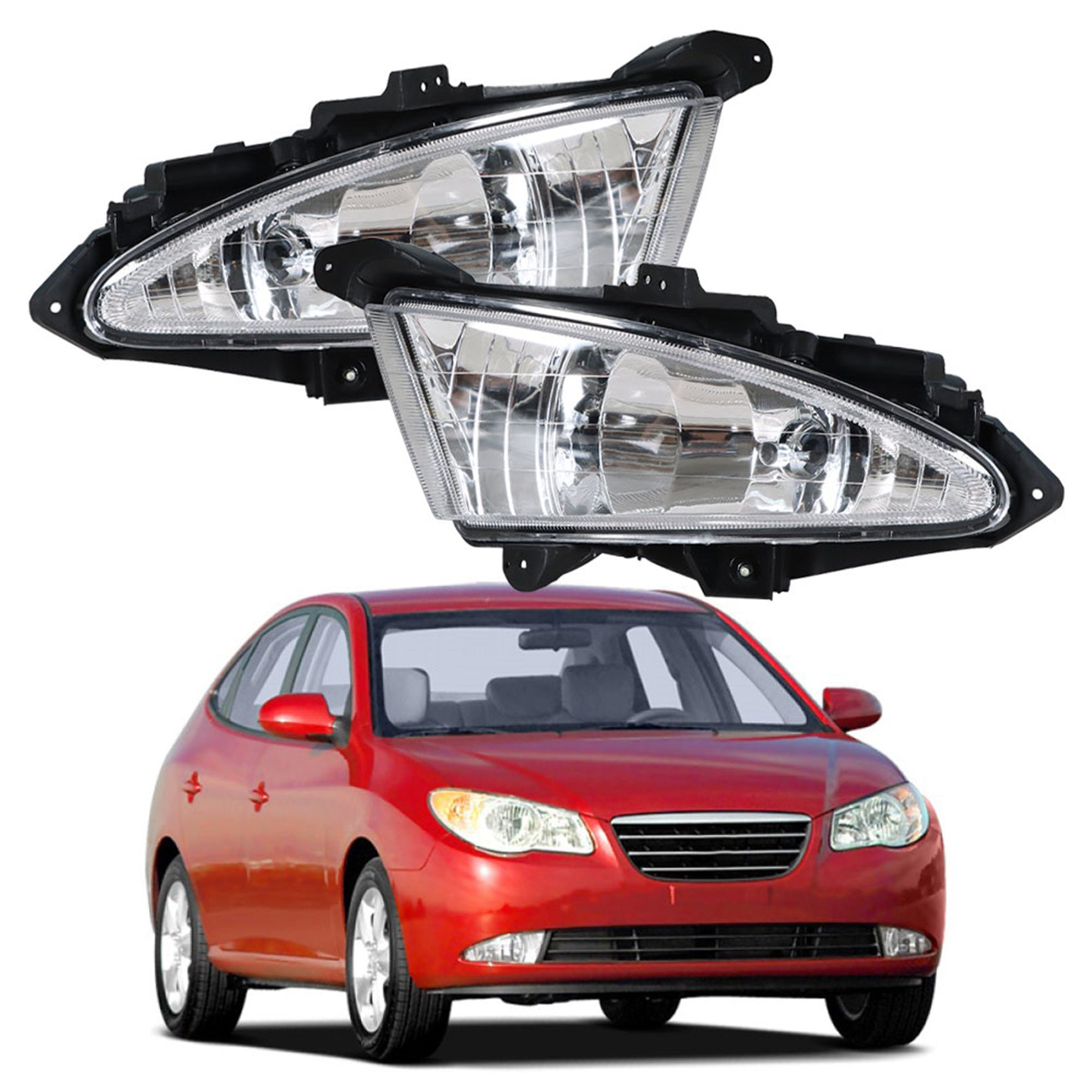 Front Bumper Fog Light Lamp w/881 Bulbs Left&Right For 2007-2010 Hyundai Elantra