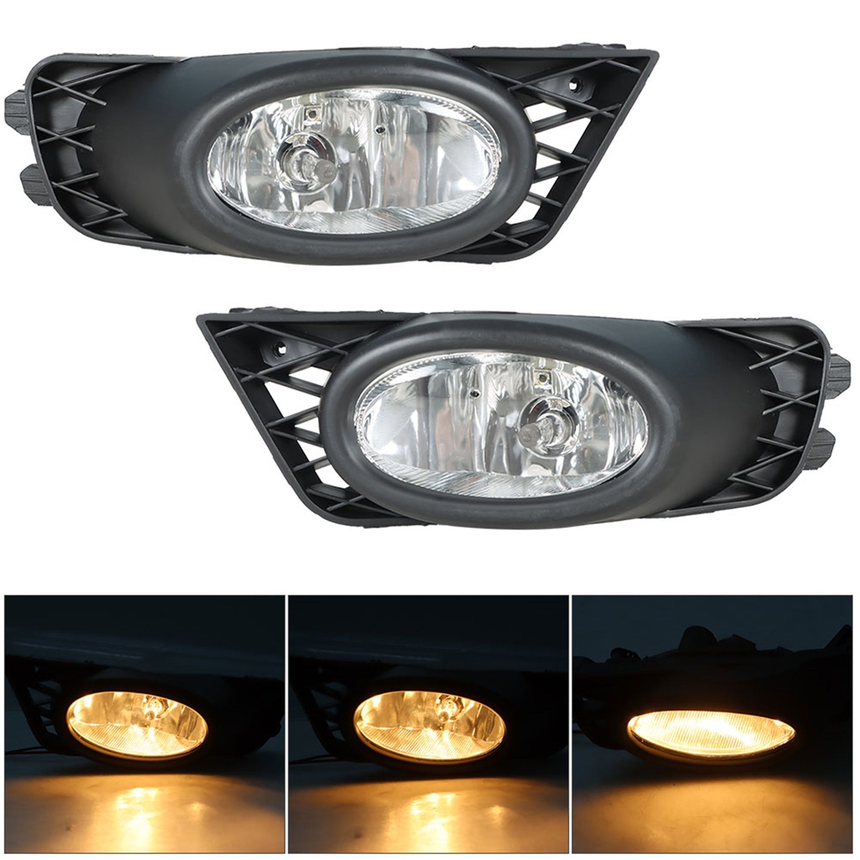 TOPPARTZ Fog Lights Assembly Replacement for 2009 2010 2011 Honda Civic Sedan Clear Lens Bumper Fog Lamp Left+Right Side (Passenger & Driver Side)