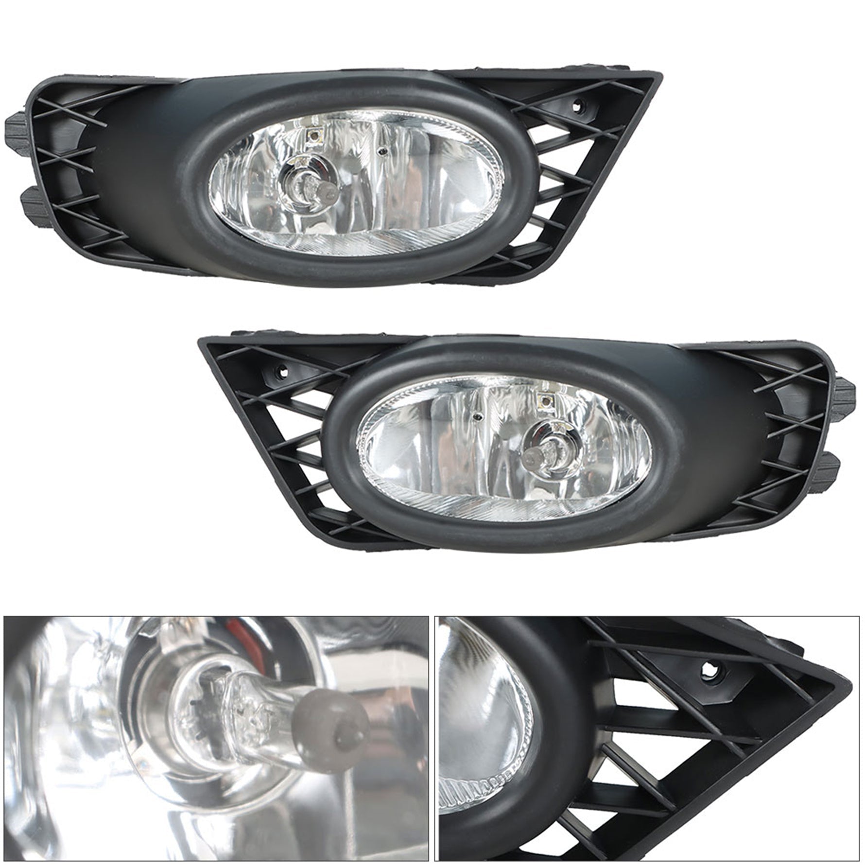 TOPPARTZ Fog Lights Assembly Replacement for 2009 2010 2011 Honda Civic Sedan Clear Lens Bumper Fog Lamp Left+Right Side (Passenger & Driver Side)