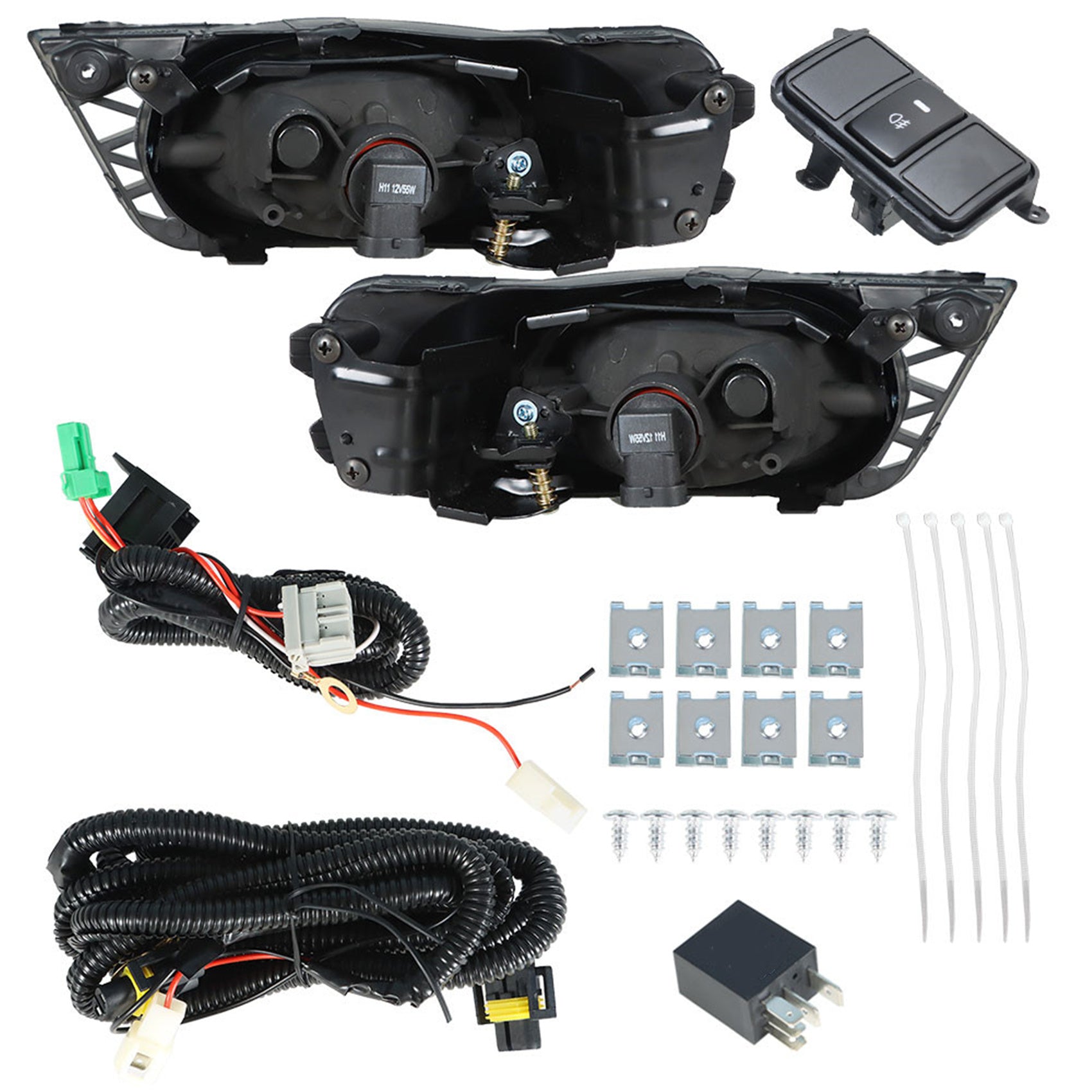 TOPPARTZ Fog Lights Assembly Replacement for 2009 2010 2011 Honda Civic Sedan Clear Lens Bumper Fog Lamp Left+Right Side (Passenger & Driver Side)