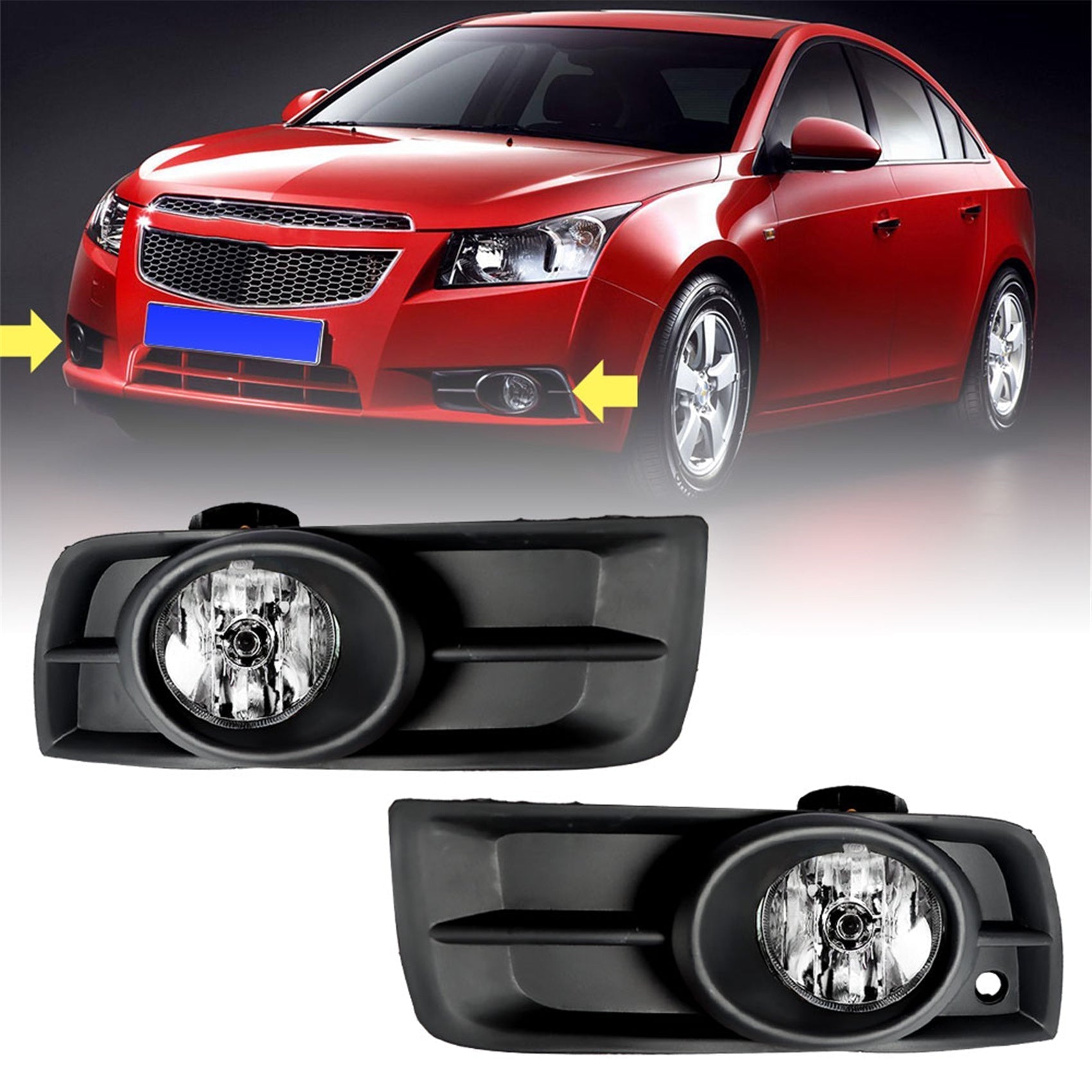 TOPPARTZ Fog Lights Assembly for 2010 2011 2012 2013 2014 Chevy Cruze Bumper Fog Lamp + Wiring Switch Left+Right Side (Passenger & Driver Side)