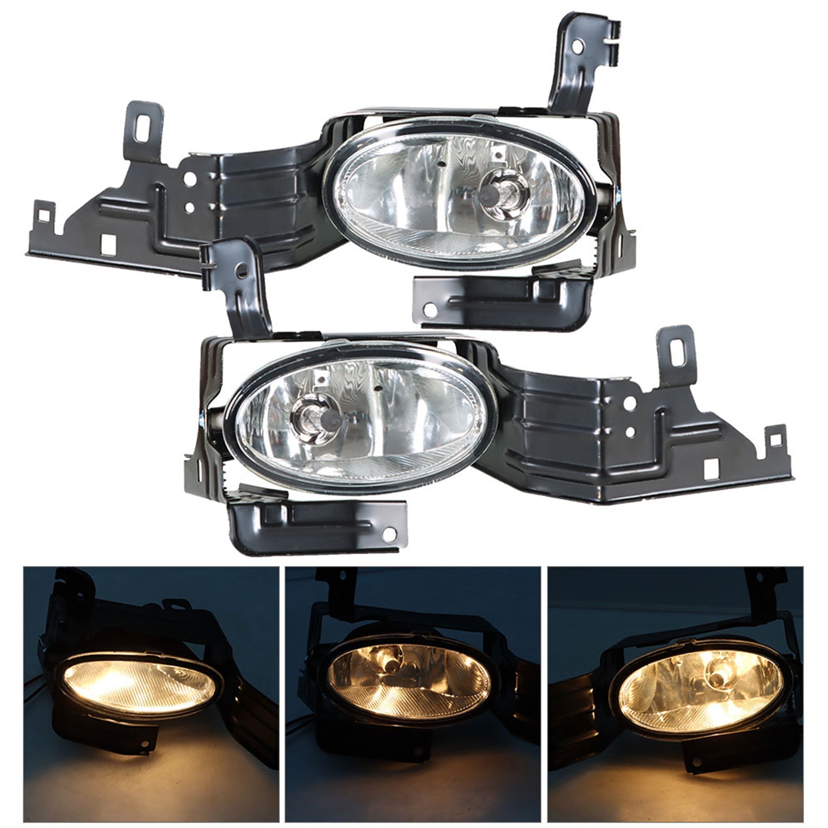 TOPPARTZ Fog Lights Assembly Replacement for 2011 2012 Honda Accord Sedan Clear Lens Bumper Fog Lamp Left+Right Side(Bulbs+Bezel+Switch)