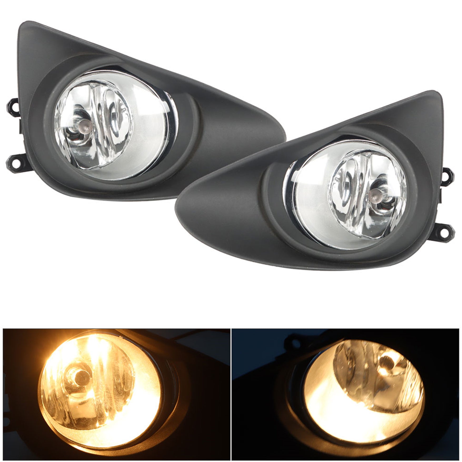 TOPPARTZ Fog Lights Assembly Replacement for 2012-2014 Toyota Yaris Hatchback Clear Lens Bumper Fog Lamp Left+Right Side (Passenger & Driver Side)