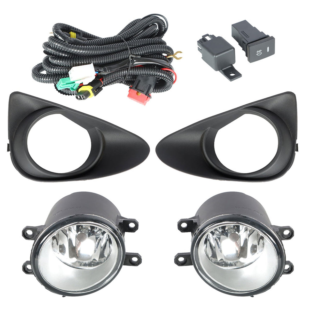 TOPPARTZ Fog Lights Assembly Replacement for 2012-2014 Toyota Yaris Hatchback Clear Lens Bumper Fog Lamp Left+Right Side (Passenger & Driver Side)
