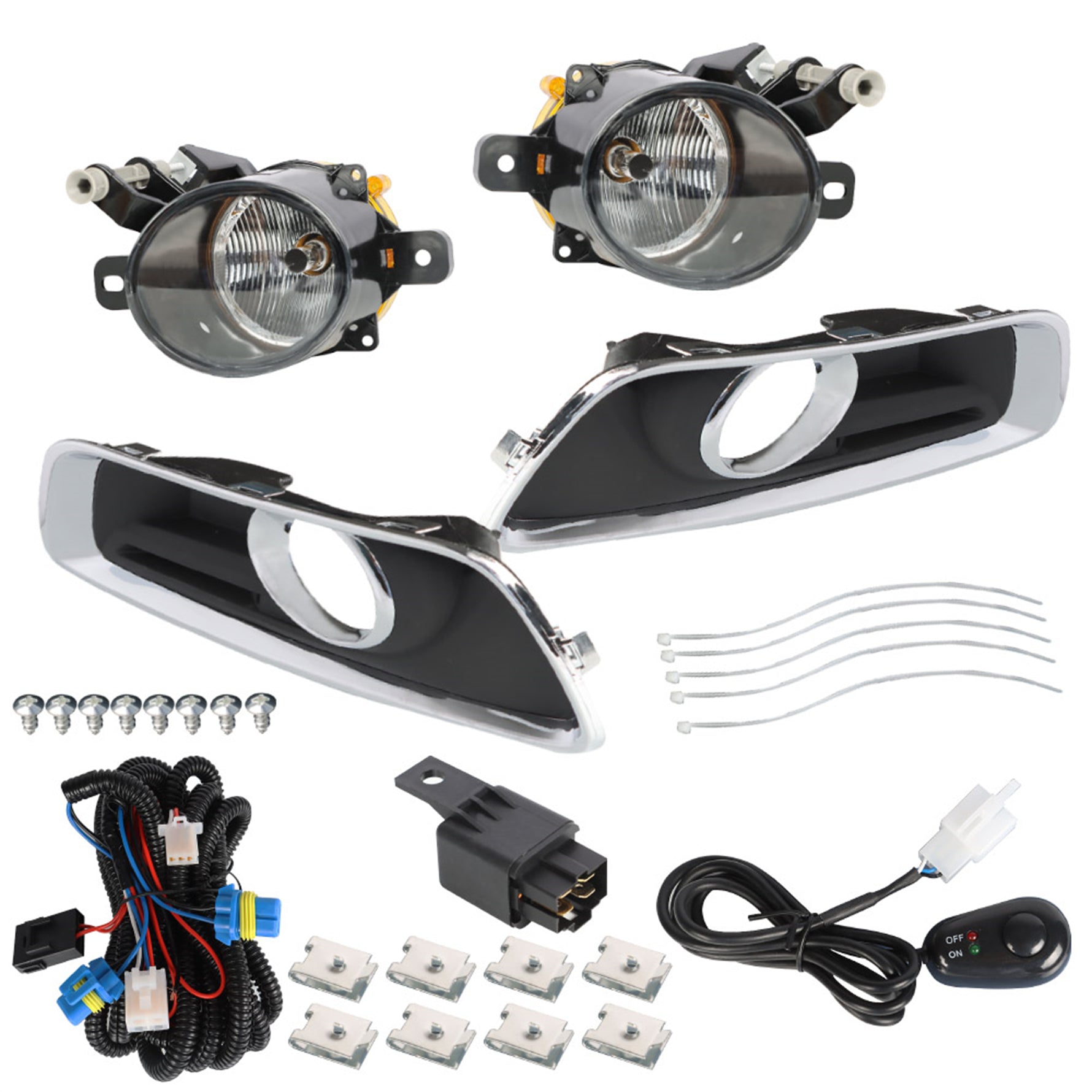 TOPPARTZ Fog Lights Assembly Replacement for 2013 2014 2015 Chevy Malibu Clear Lens Bumper Fog Lamp Left+Right Side(Switch+Bulbs+Cover)