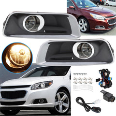 TOPPARTZ Fog Lights Assembly Replacement for 2013 2014 2015 Chevy Malibu Clear Lens Bumper Fog Lamp Left+Right Side(Switch+Bulbs+Cover)