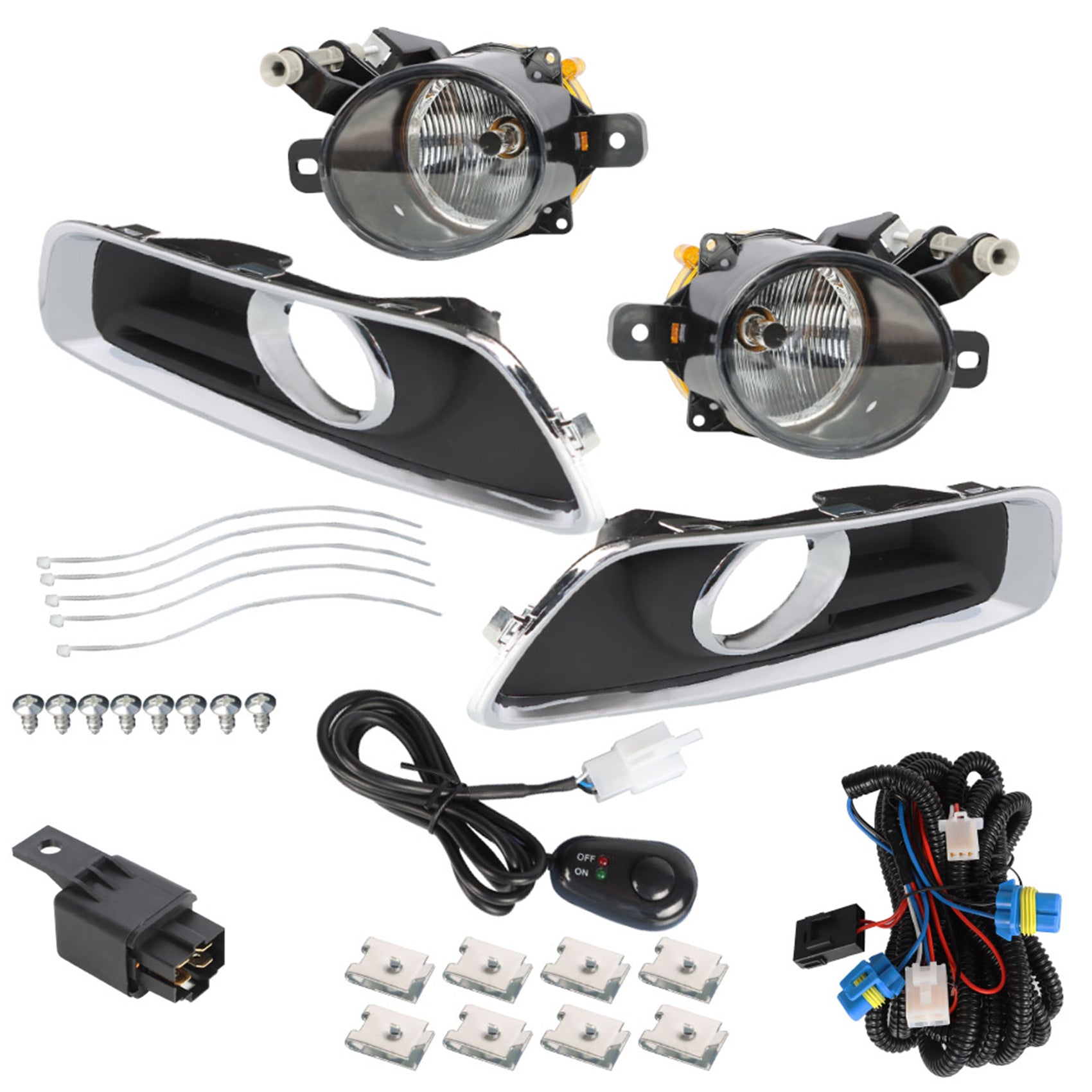 TOPPARTZ Fog Lights Assembly Replacement for 2013 2014 2015 Chevy Malibu Clear Lens Bumper Fog Lamp Left+Right Side(Switch+Bulbs+Cover)