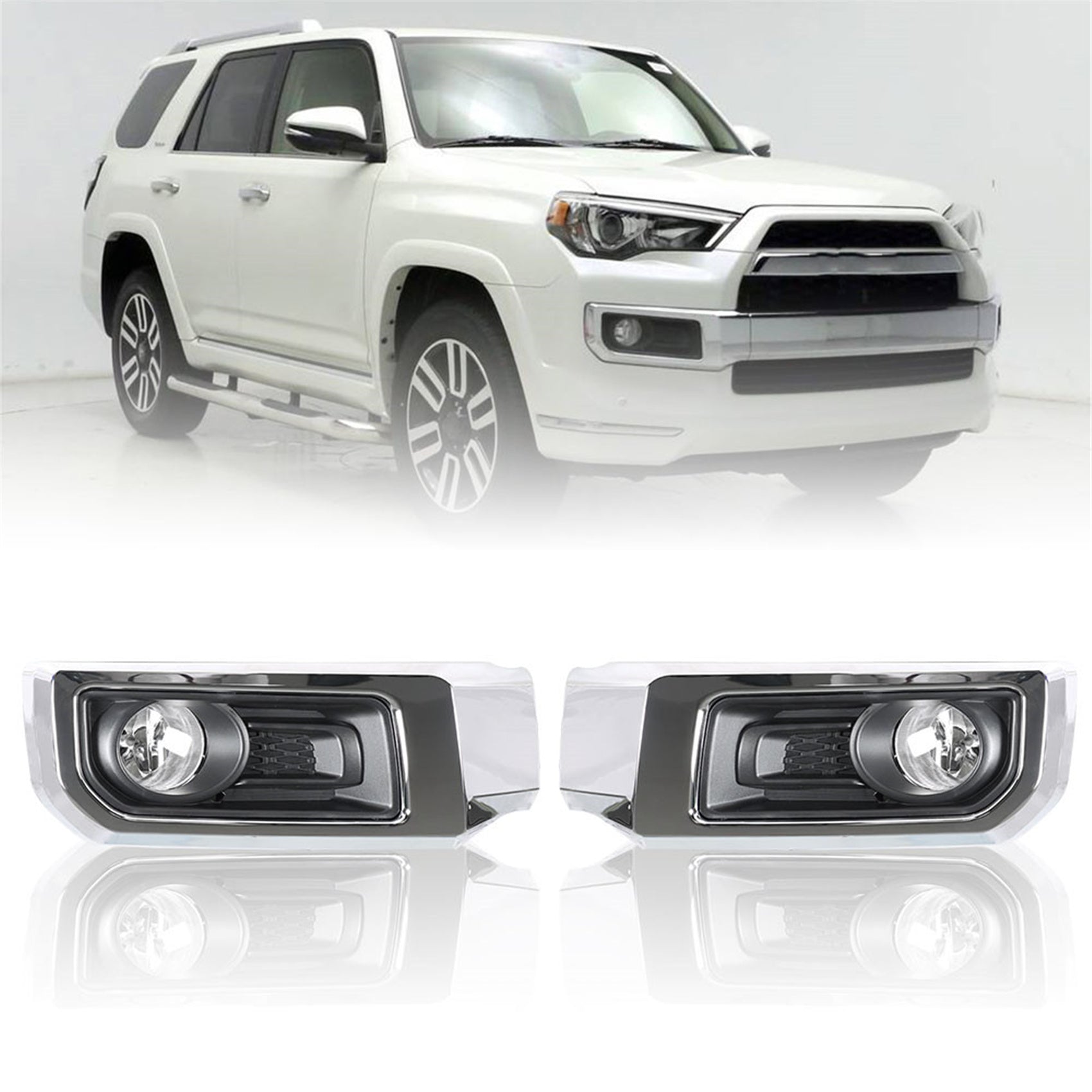 TOPPARTZ Fog Lights Assembly Replacement for 2014-2021 Toyota 4Runner Limited Clear Lens Bumper Fog Lamp Left+Right Side (Passenger & Driver Side)