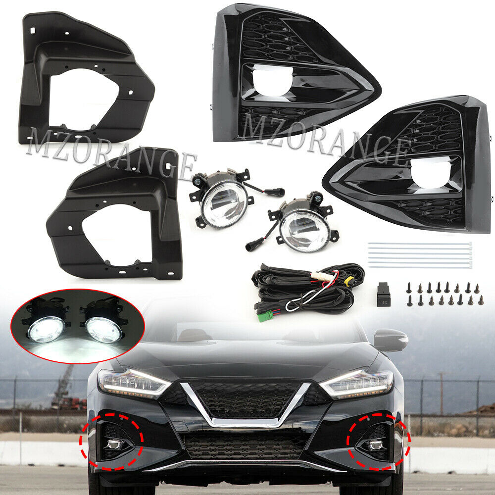 TOPPARTZ Fog Lights Assembly Replacement for 2020-2021 Nissan Maxima Clear Lens Bumper Fog Lamp Left+Right Side (Bulbs+Bezel+Switch)