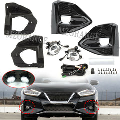 TOPPARTZ Fog Lights Assembly Replacement for 2020-2021 Nissan Maxima Clear Lens Bumper Fog Lamp Left+Right Side (Bulbs+Bezel+Switch)