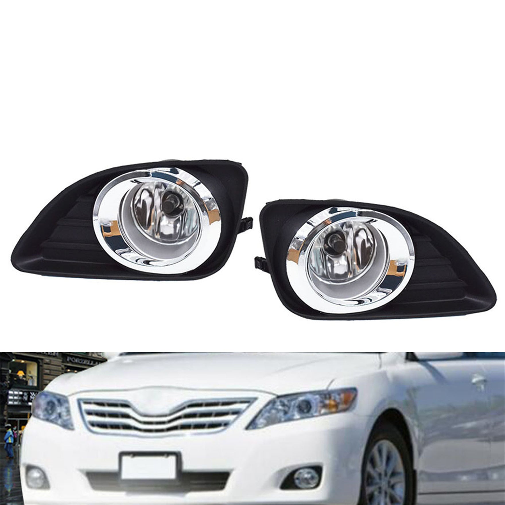 TOPPARTZ Fog Lights, Fog Lamps (Clear Lens) for 2010-2011 Toyota Camry - Includes Switch and Wiring Kit (2pcs a Set)
