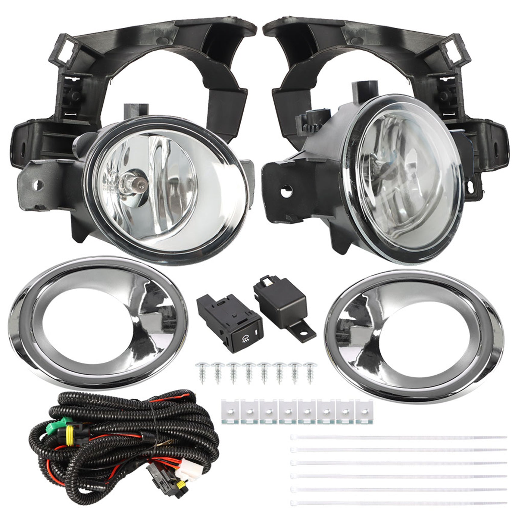 TOPPARTZ Fog Lights for 2013-2016 Nissan Pathfinder Clear Lens Bumper Fog Lamp Left+Right Side(Bulbs+Bezel+Switch)