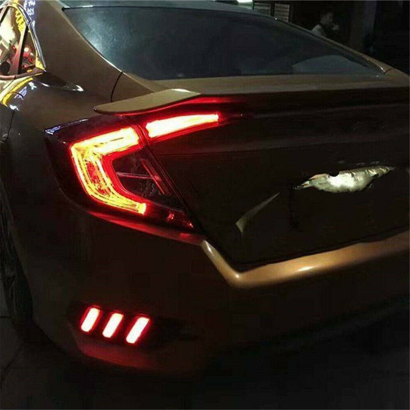 TOPPARTZ For Honda Civic Sedan 2016-2019 LED Reflector Rear Bumper Brake Lamp