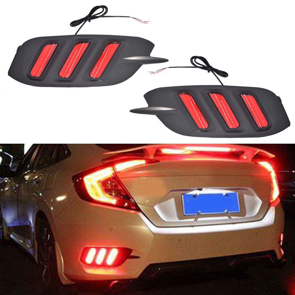 TOPPARTZ For Honda Civic Sedan 2016-2019 LED Reflector Rear Bumper Brake Lamp