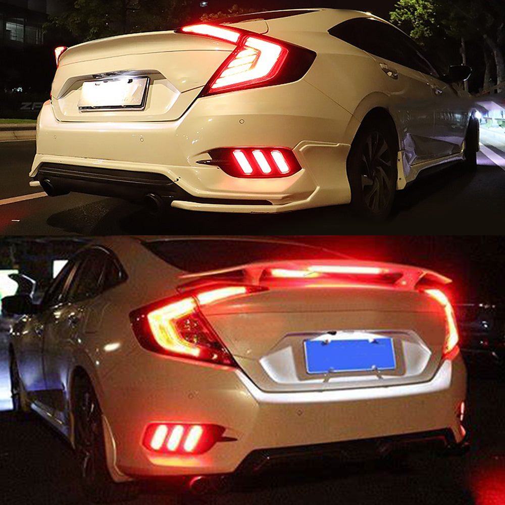 TOPPARTZ For Honda Civic Sedan 2016-2019 LED Reflector Rear Bumper Brake Lamp