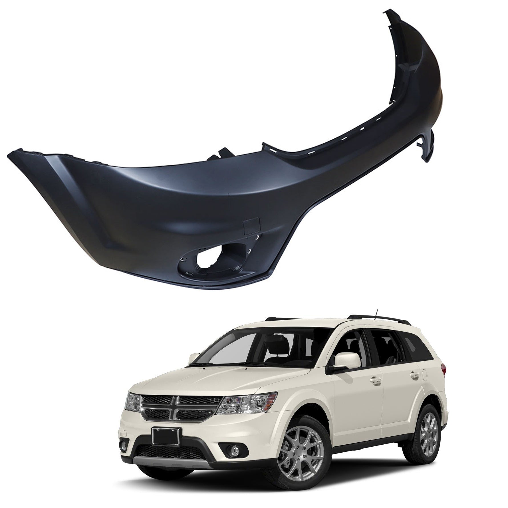 Front Bumper Cover w/ Fog Lamp Holes For 2011 2012 2013-2018 Dodge Journey Sport