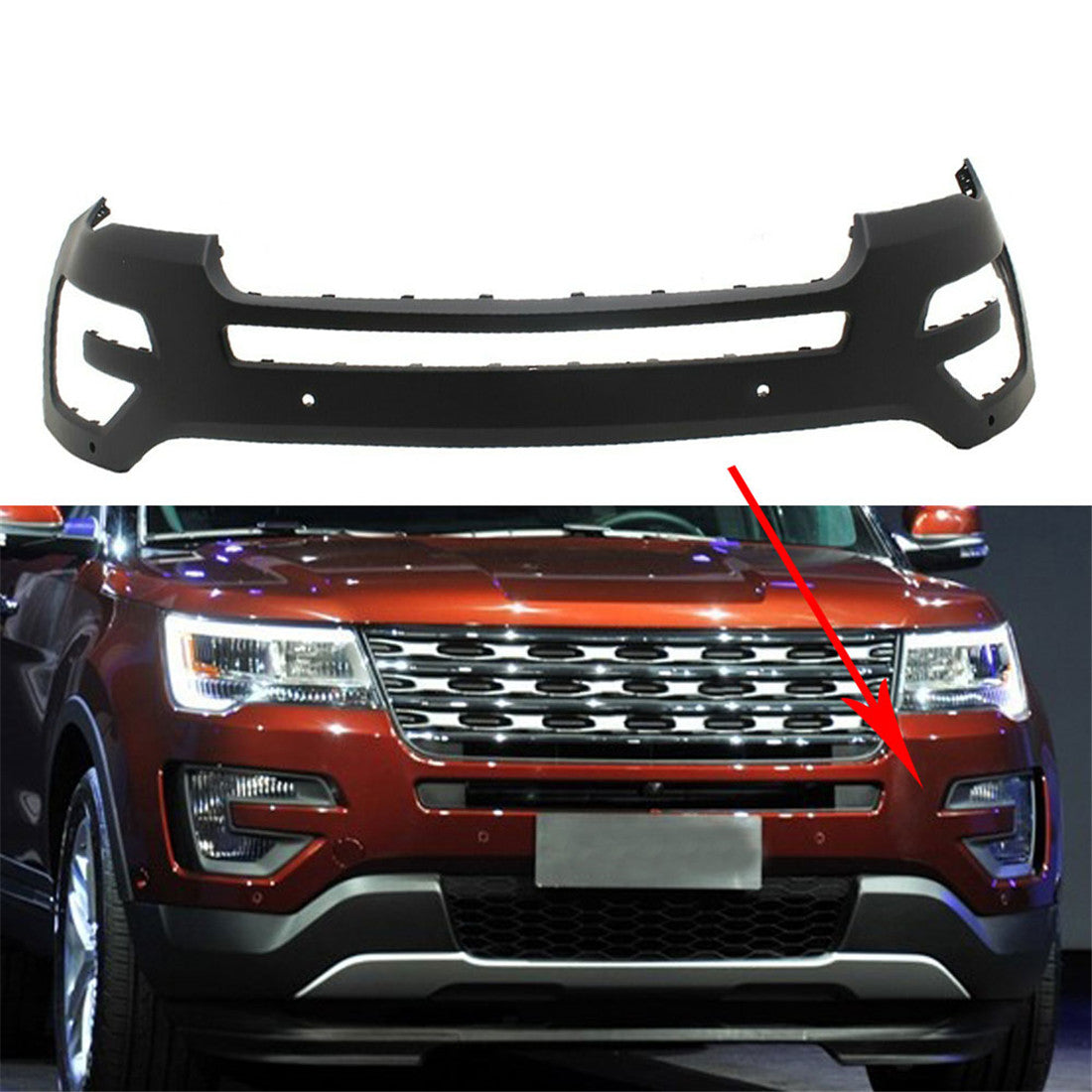 TOPPARTZ Front Bumper Cover for Ford Explorer 2016 2017 FO1000727