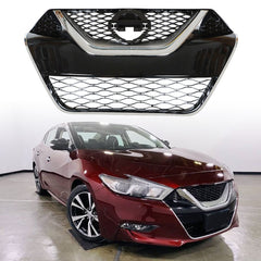 TOPPARTZ Front Bumper Grille For 2016 - 2017 Nissan Maxima Chrome Black Grill Kit