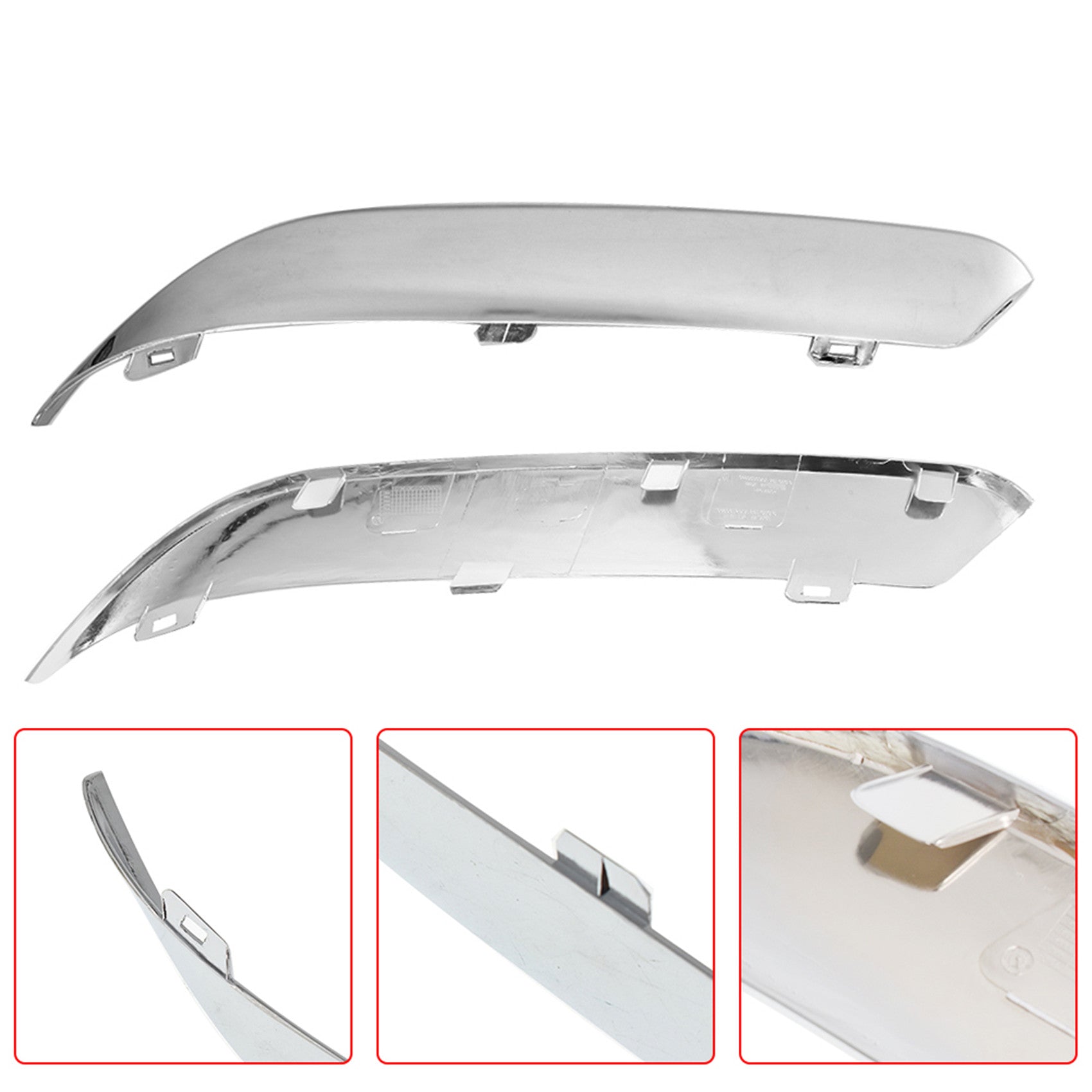 TOPPARTZ Front Bumper Molding Chrome Trim Set L and R Replacement for 2005-2010 Chrysler 300 5.7L Engine Chrome Plastic 4805939AA, 4805938AA