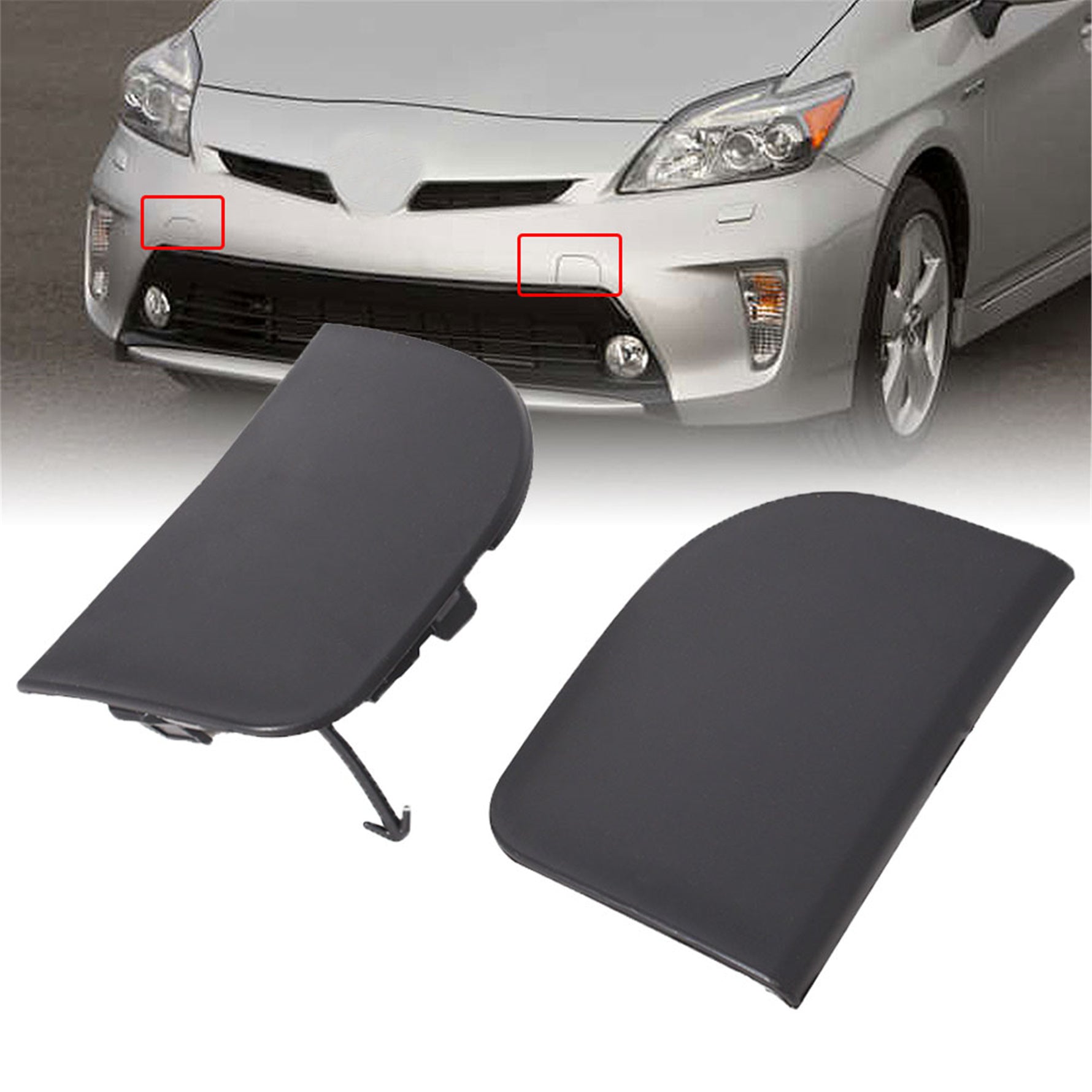 TOPPARTZ Front Bumper Tow Eye Hook Cover Cap For 2012-2015 TOYOTA Prius 2PCS