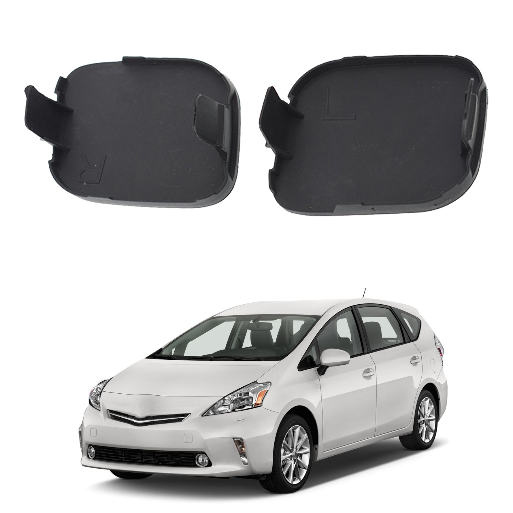 TOPPARTZ Front Bumper Tow Hook Eye Cap Cover Left Right Pair for 2010 2011 2012 Toyota Prius