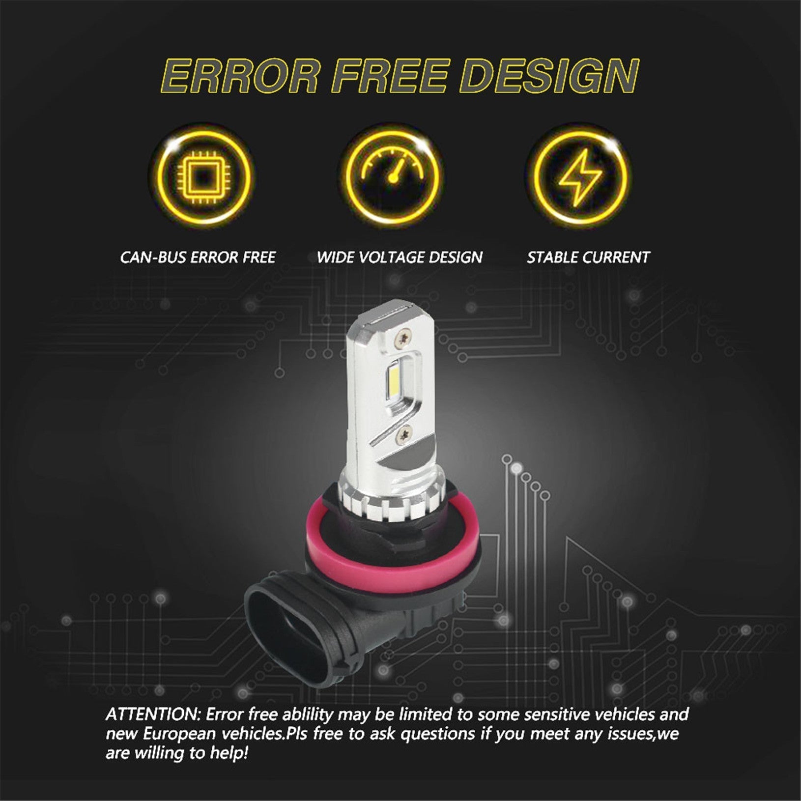 TOPPARTZ H11/H8/H9/H16 2 PCS LED Fog Light Bulbs 80W High Power 6000K White 2000LM Replacement for LED Fog Light ,Daytime Running Lights DRL
