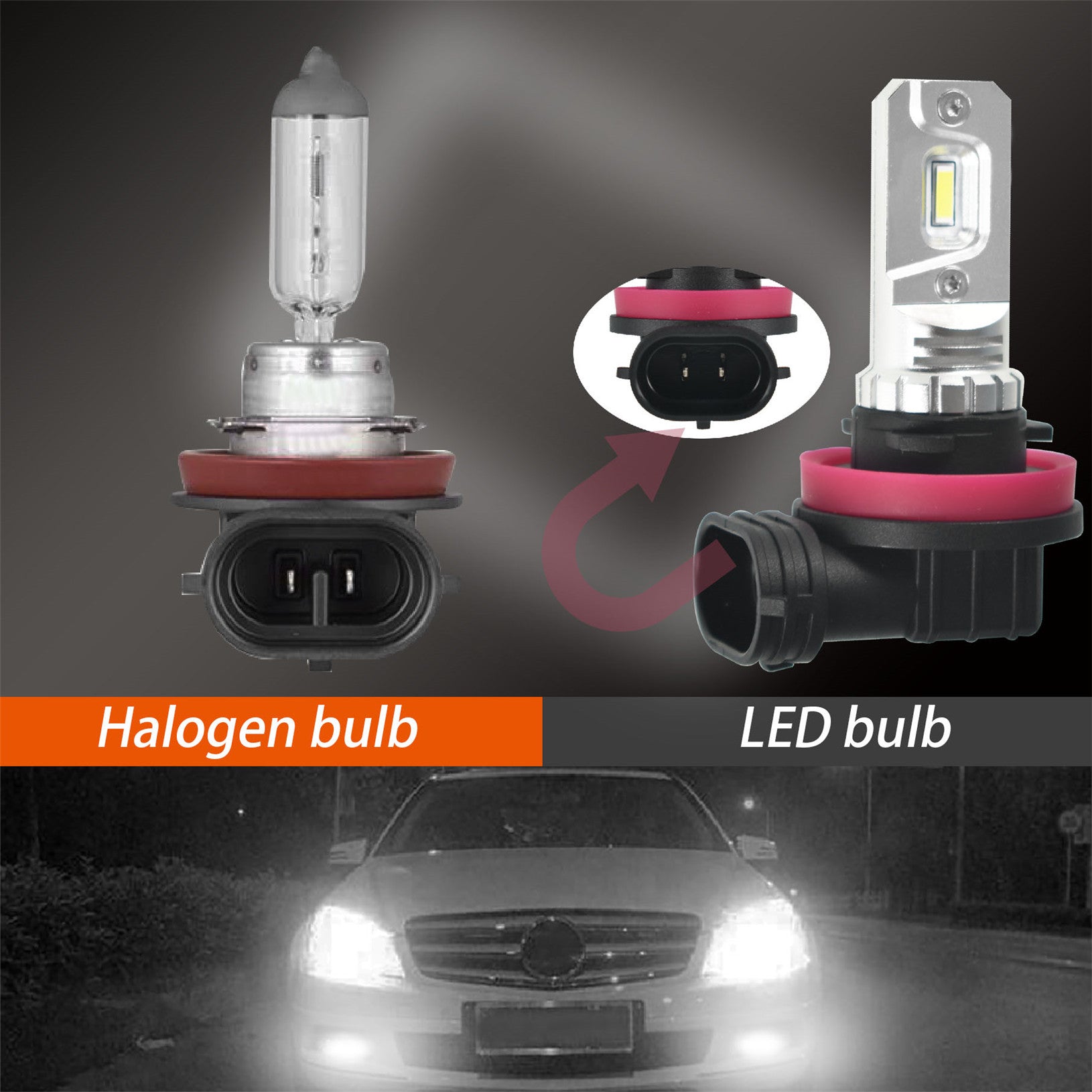 TOPPARTZ H11/H8/H9/H16 2 PCS LED Fog Light Bulbs 80W High Power 6000K White 2000LM Replacement for LED Fog Light ,Daytime Running Lights DRL