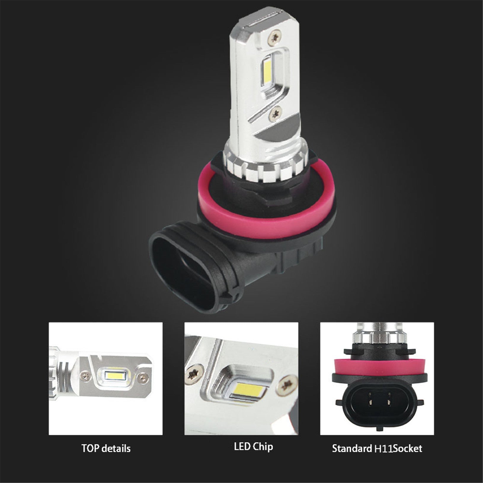 TOPPARTZ H11/H8/H9/H16 2 PCS LED Fog Light Bulbs 80W High Power 6000K White 2000LM Replacement for LED Fog Light ,Daytime Running Lights DRL