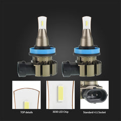 TOPPARTZ H11 LED Fog Light Bulbs 6000K 3000LM 30W Bright Fog Light LED Conversion Kit, Pack of 2