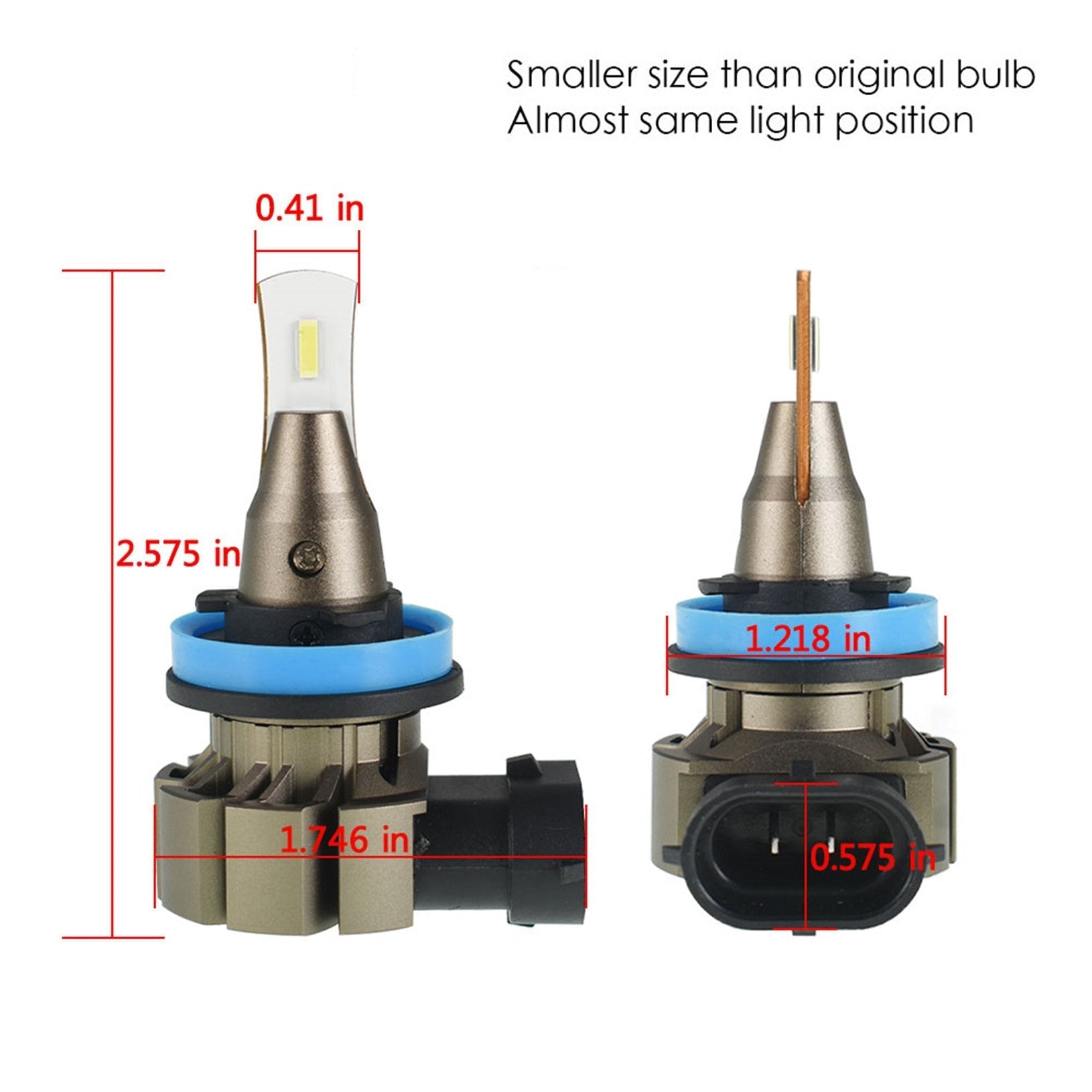 TOPPARTZ H11 LED Fog Light Bulbs 6000K 3000LM 30W Bright Fog Light LED Conversion Kit, Pack of 2