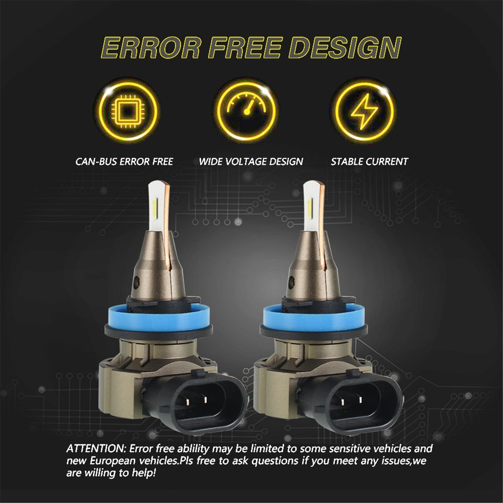 TOPPARTZ H11 LED Fog Light Bulbs 6000K 3000LM 30W Bright Fog Light LED Conversion Kit, Pack of 2