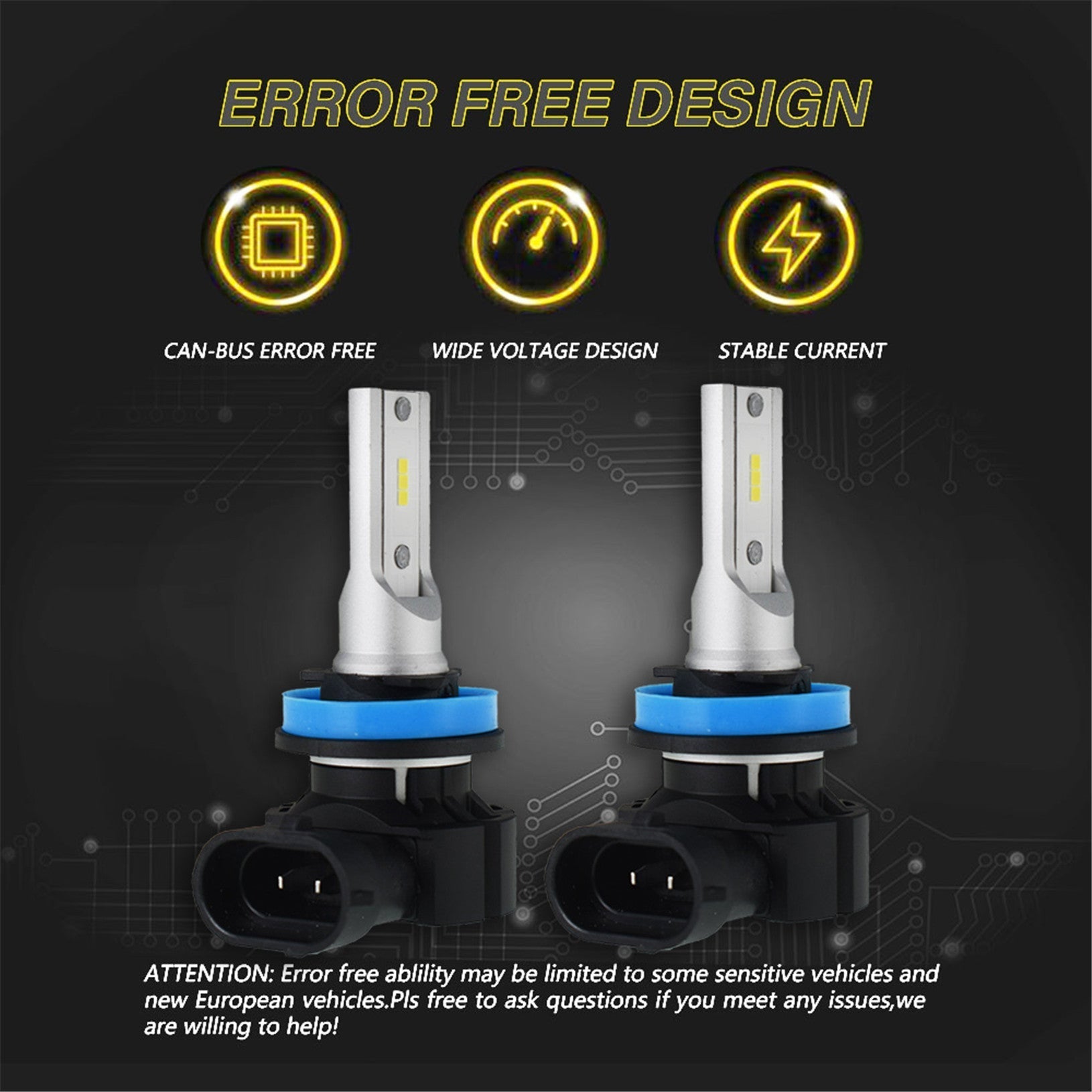 TOPPARTZ H11 LED Fog Light Bulbs 6000K 3000LM 30W Fog Light LED Conversion Kit, Pack of 2