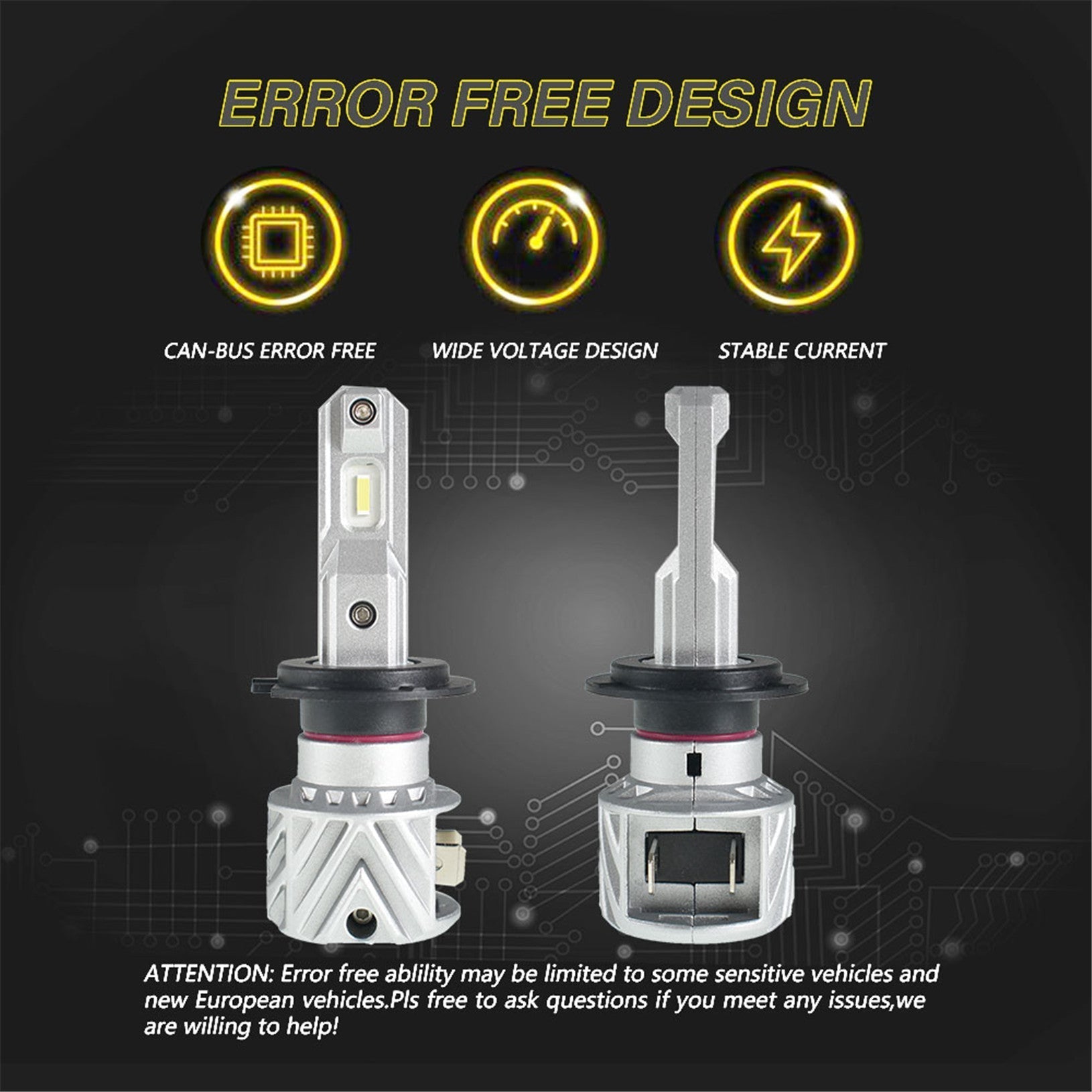 TOPPARTZ H7 2 PCS LED Bulb Conversion Kit IP67 Waterproof 6000K White Illumination 10000LM/Pair LED Fog Light Bulbs