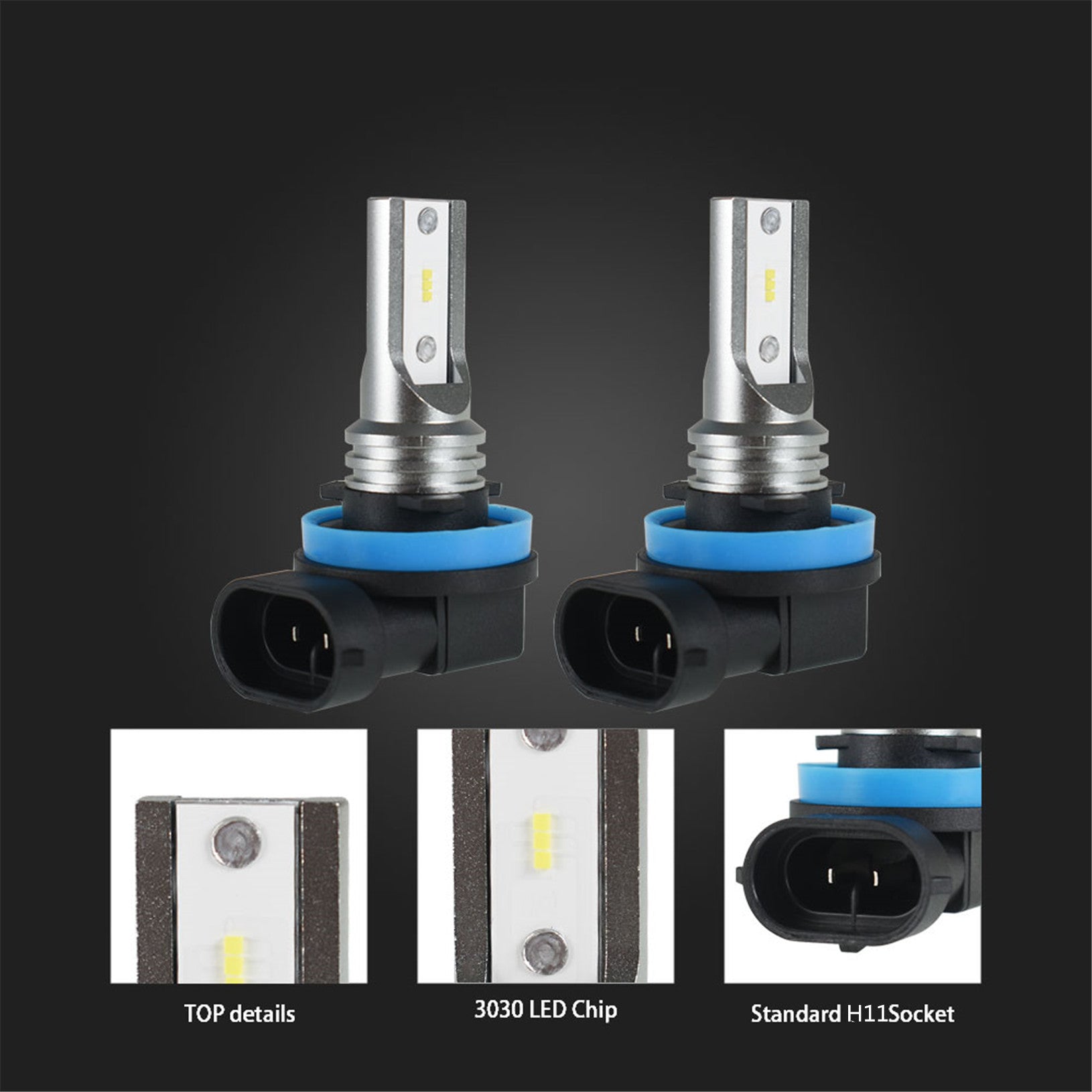 TOPPARTZ H8 H11 H16 2 PCS LED Fog Light Bulbs IP67 Waterproof 6000K White Replacement for LED Fog Light ,Daytime Running Lights DRL