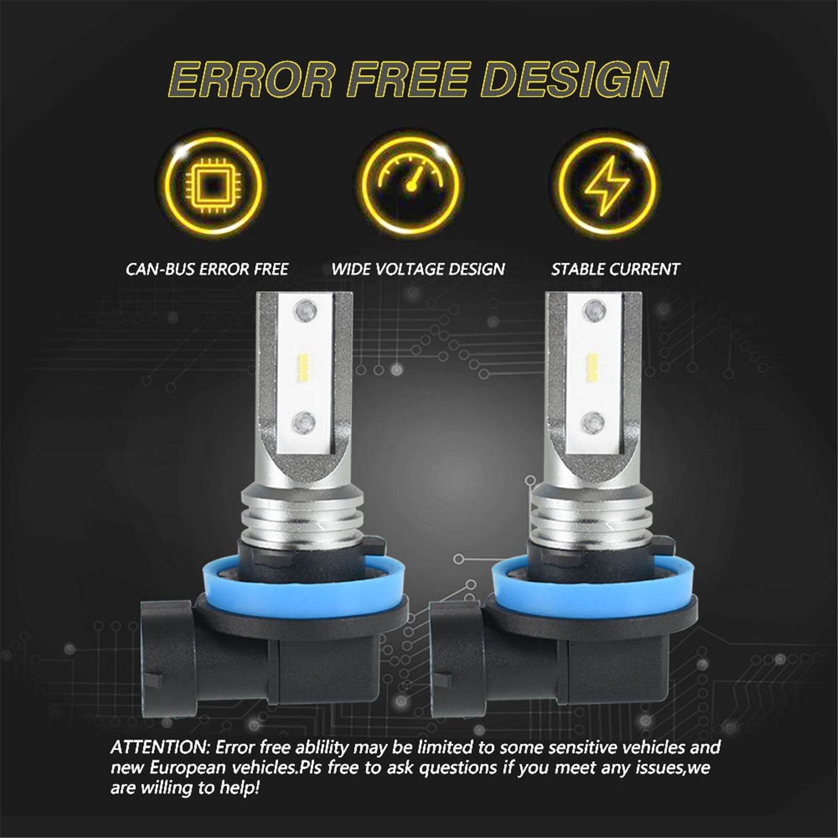 TOPPARTZ H8 H11 H16 2 PCS LED Fog Light Bulbs IP67 Waterproof 6000K White Replacement for LED Fog Light ,Daytime Running Lights DRL