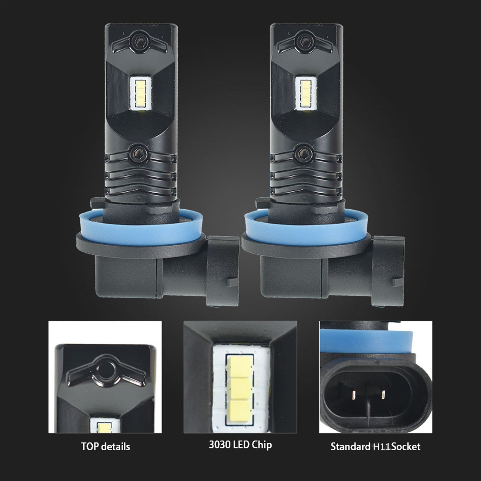 TOPPARTZ H8 H9 H11 H16 2 PCS LED Fog Light Bulbs High Power 80W 6500K White Replacement for Signal, Turn, Brake, Parking, Tail, DRL Fog Lights