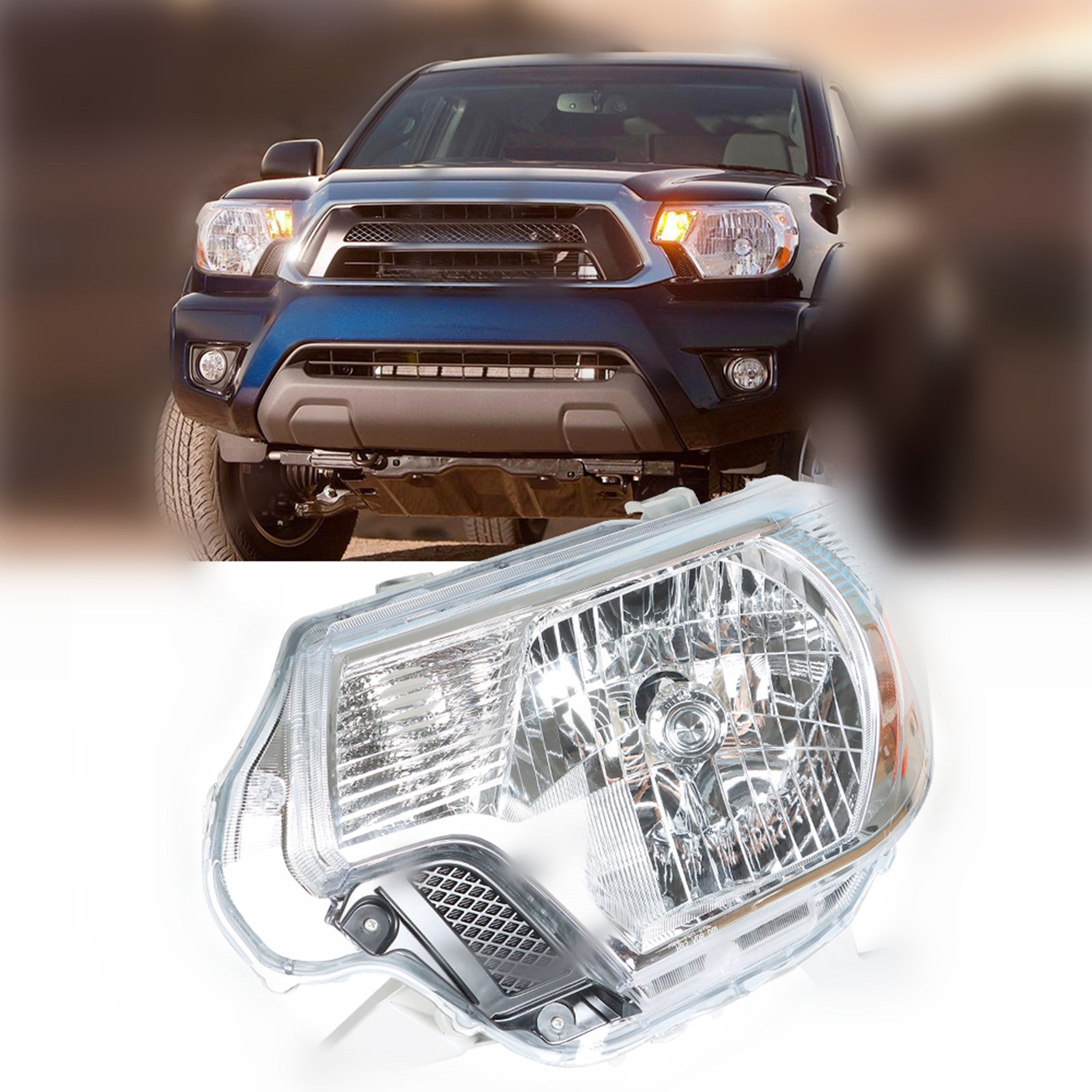 TOPPARTZ Halogen Headlamps For 12-15 Toyota Tacoma Pickup Projector Headlights RH