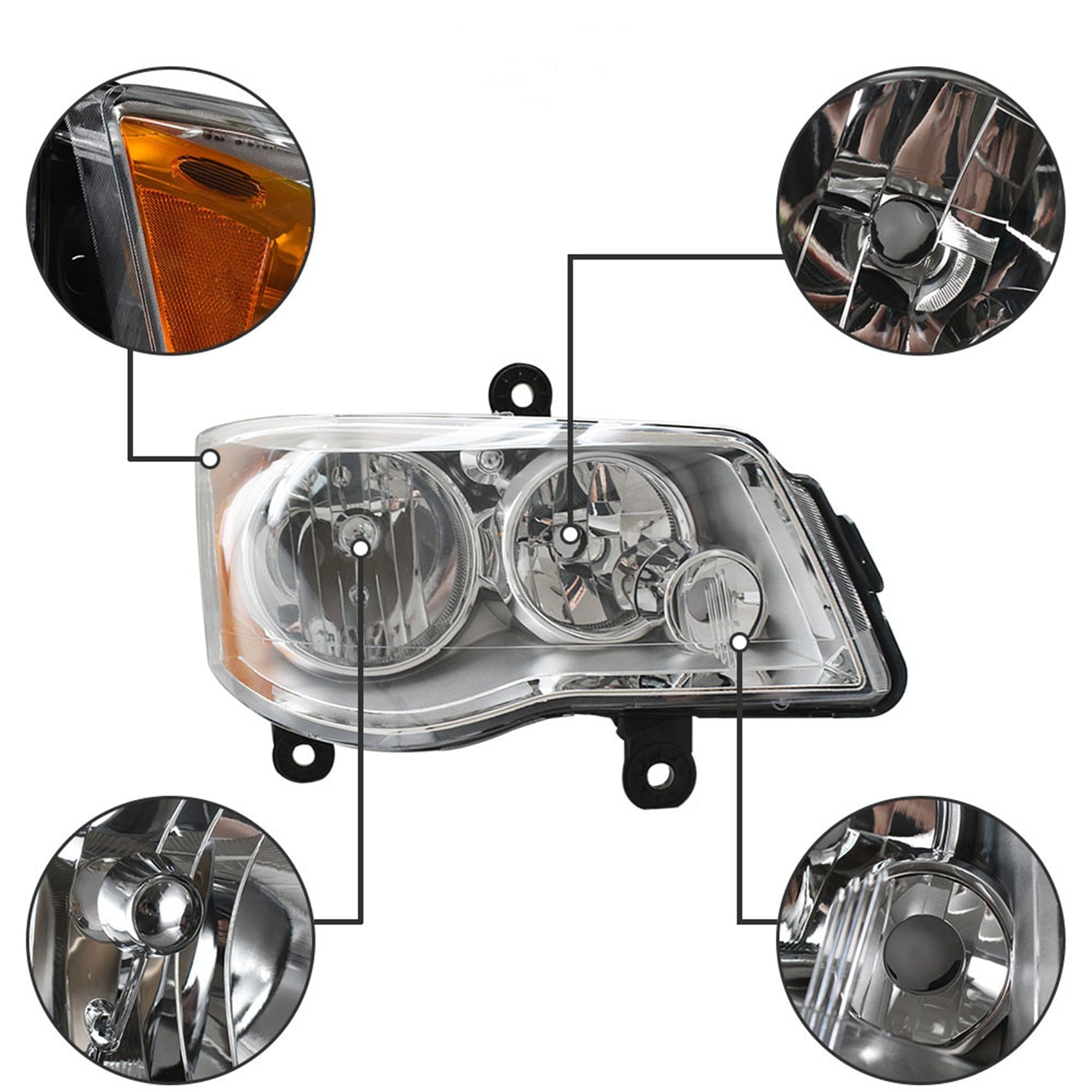 TOPPARTZ Headlights For 2011-19 Dodge Grand Caravan 08-16 Chrysler Town & Country