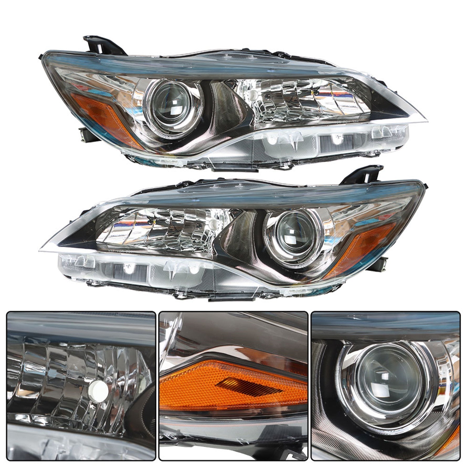 TOPPARTZ Headlights For 2015-17 Toyota Camry Left+Right Projector Clear