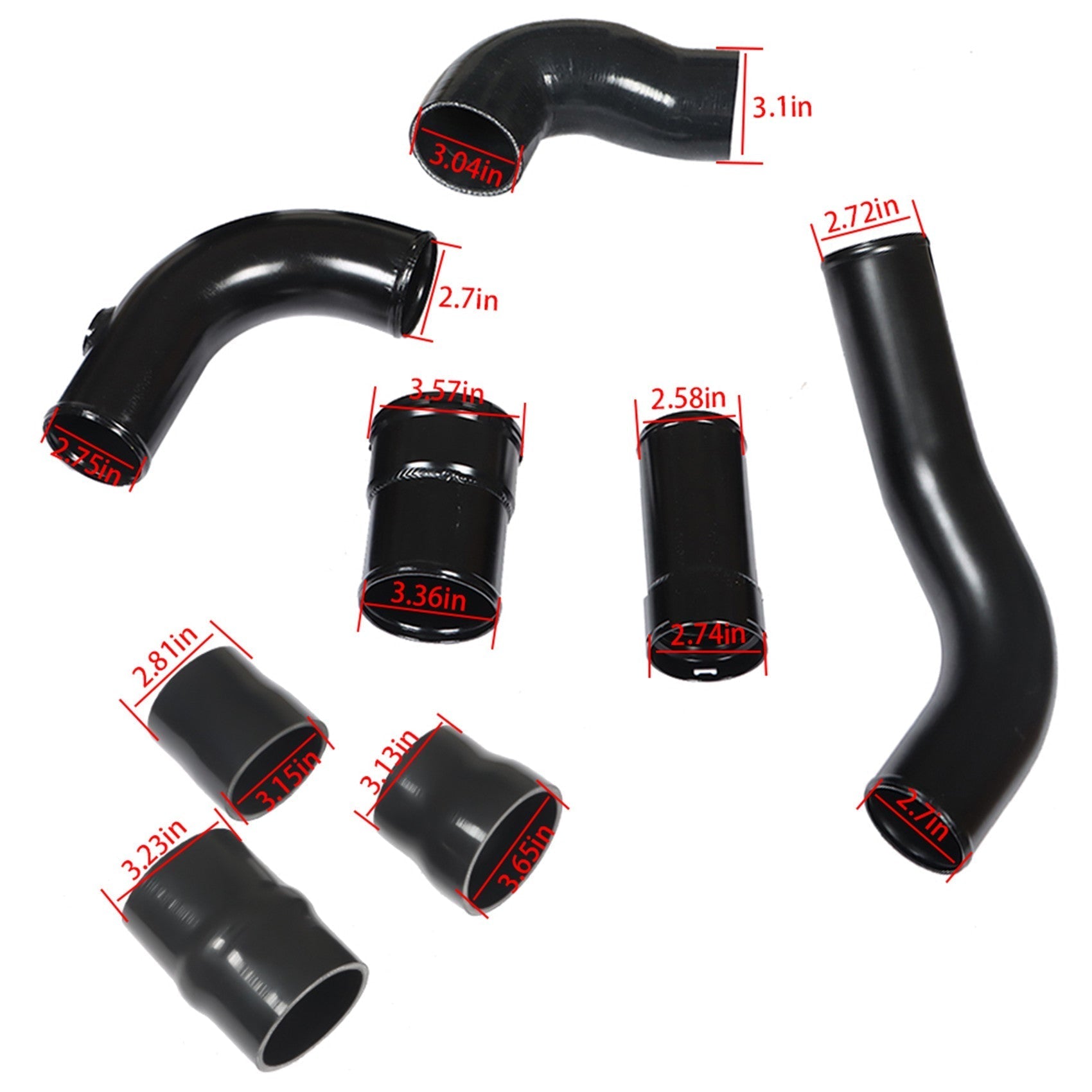 TOPPARTZ Hot&Cold Side Intercooler Pipe Boot Kit For 2013 2014-16 Ford 6.7L Black