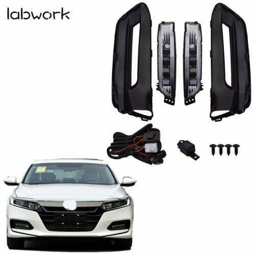 TOPPARTZ LED Bumper Fog Lights Lamps Bezel Kit For 18-19 Honda Accord Sedan