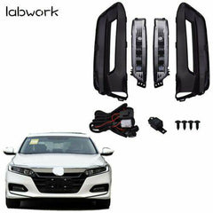 TOPPARTZ LED Bumper Fog Lights Lamps Bezel Kit For 18-19 Honda Accord Sedan