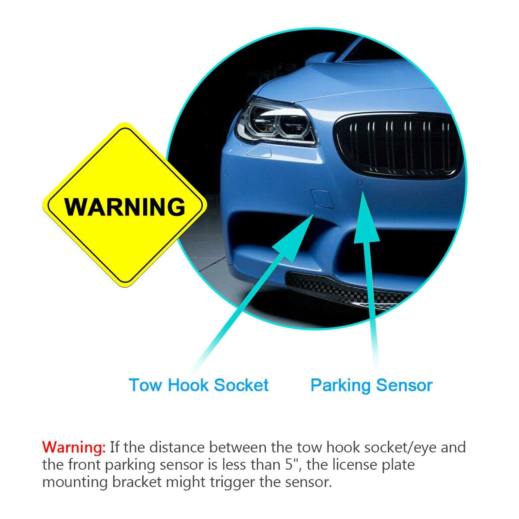 TOPPARTZ License Plate Bracket Mount Bumper Tow Hook For 2016-18 Chevrolet Camaro