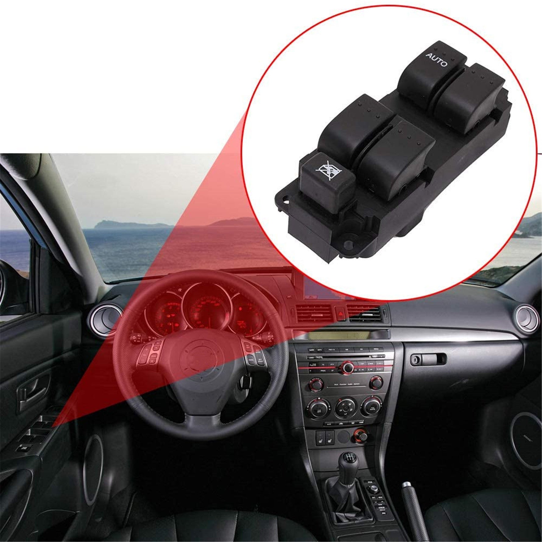 TOPPARTZ Master Power Window Switch Left Side For 2004-2009 Mazda3 BN8F-66-350A