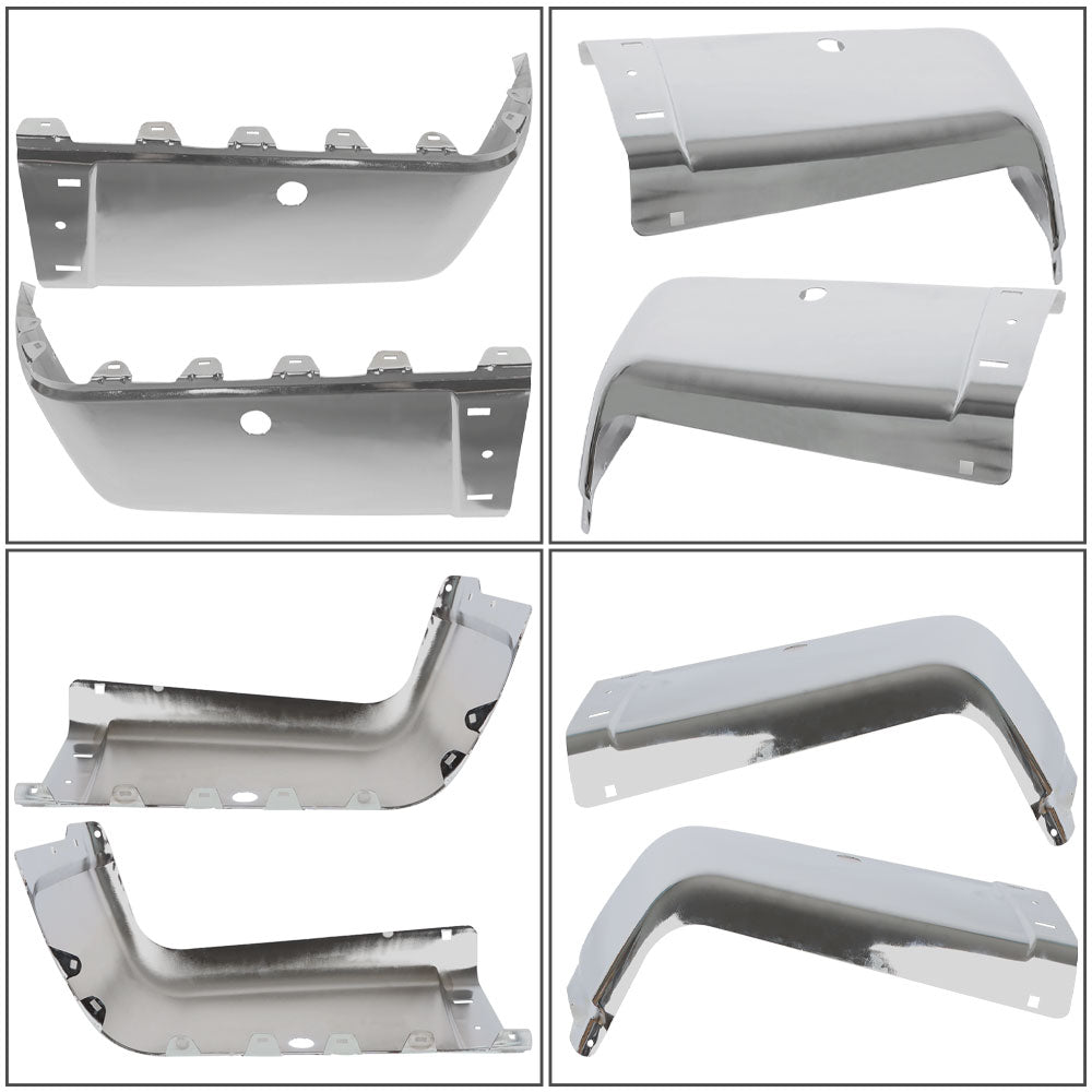 TOPPARTZ Pair Chrome Rear Bumper End Caps For 07-12 13 Chevy Silverado 1500 Sensor Holes