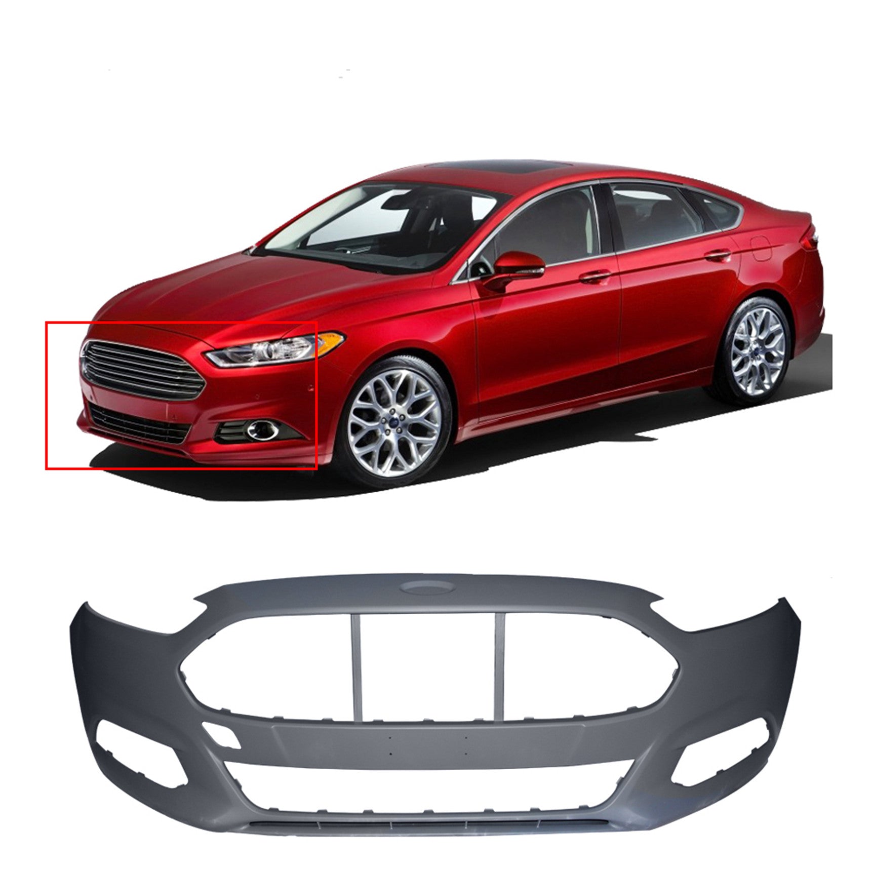 TOPPARTZ Primered Front Bumper Fascia for 2013-2016 Ford Fusion