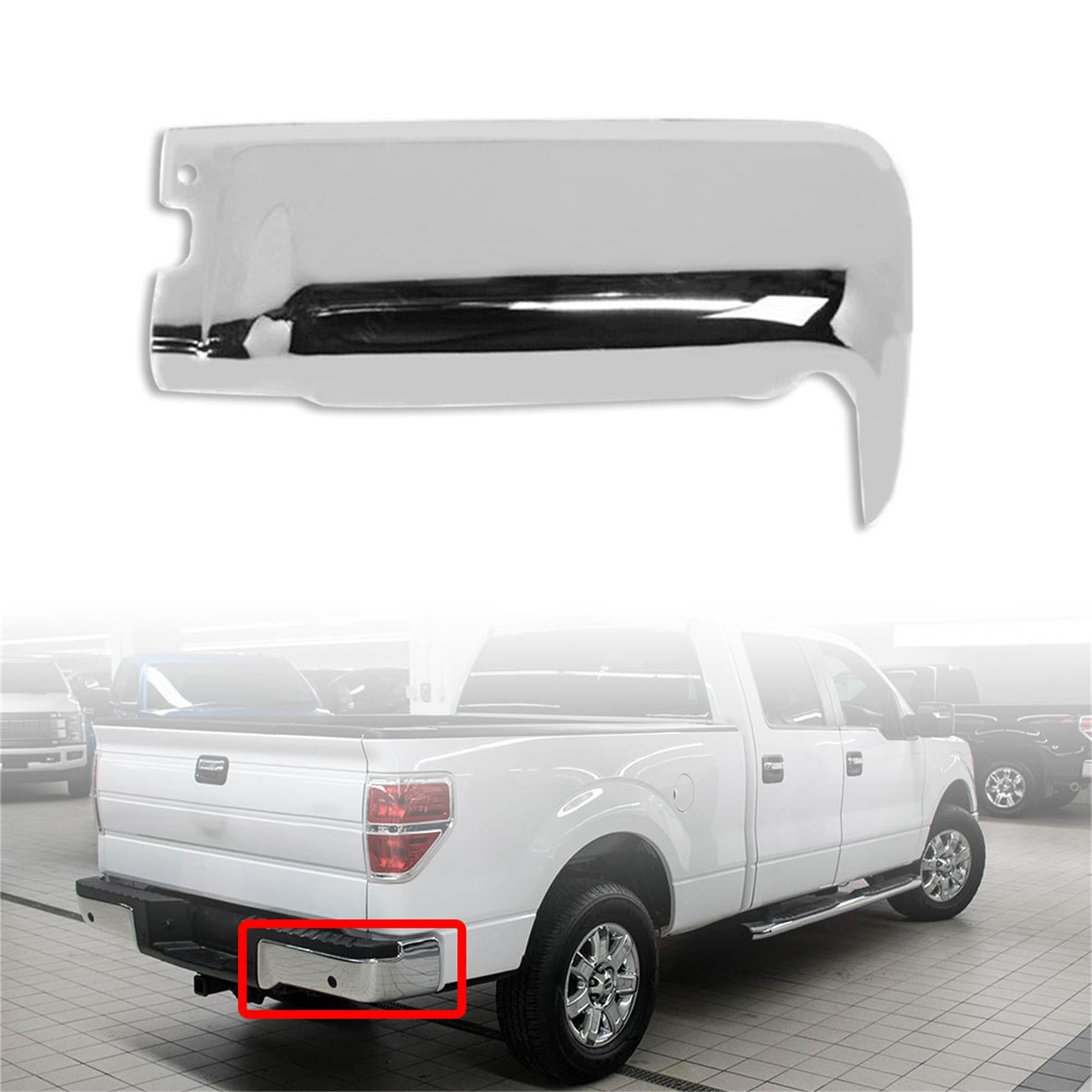 TOPPARTZ Rear Bumper End Right Face Bar with Parking Sensor Assist Holes Replacement for Ford F150 Chrome 2009-2014 FO1102372 10 11 12 13